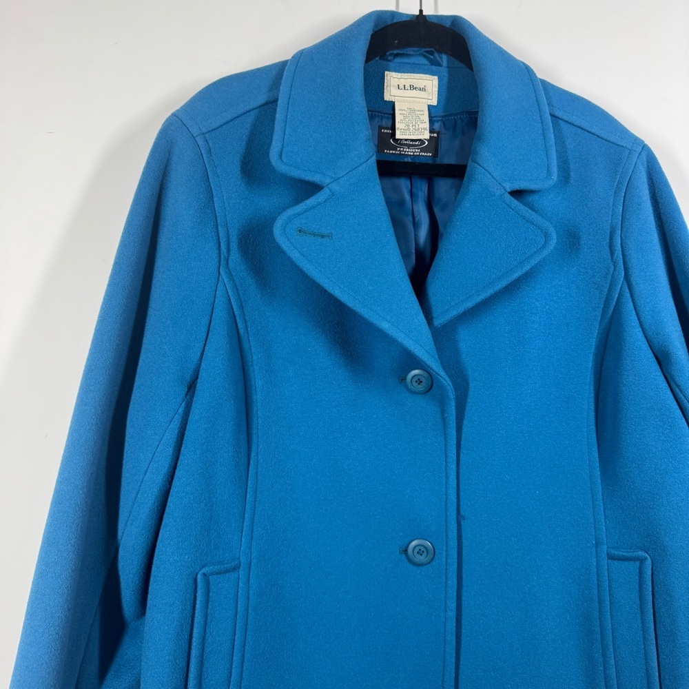 Vintage L.L.Bean Blue 100% Lambswool Coat Classic Winter Overcoat Jacket Size 20 - Picture 4 of 16